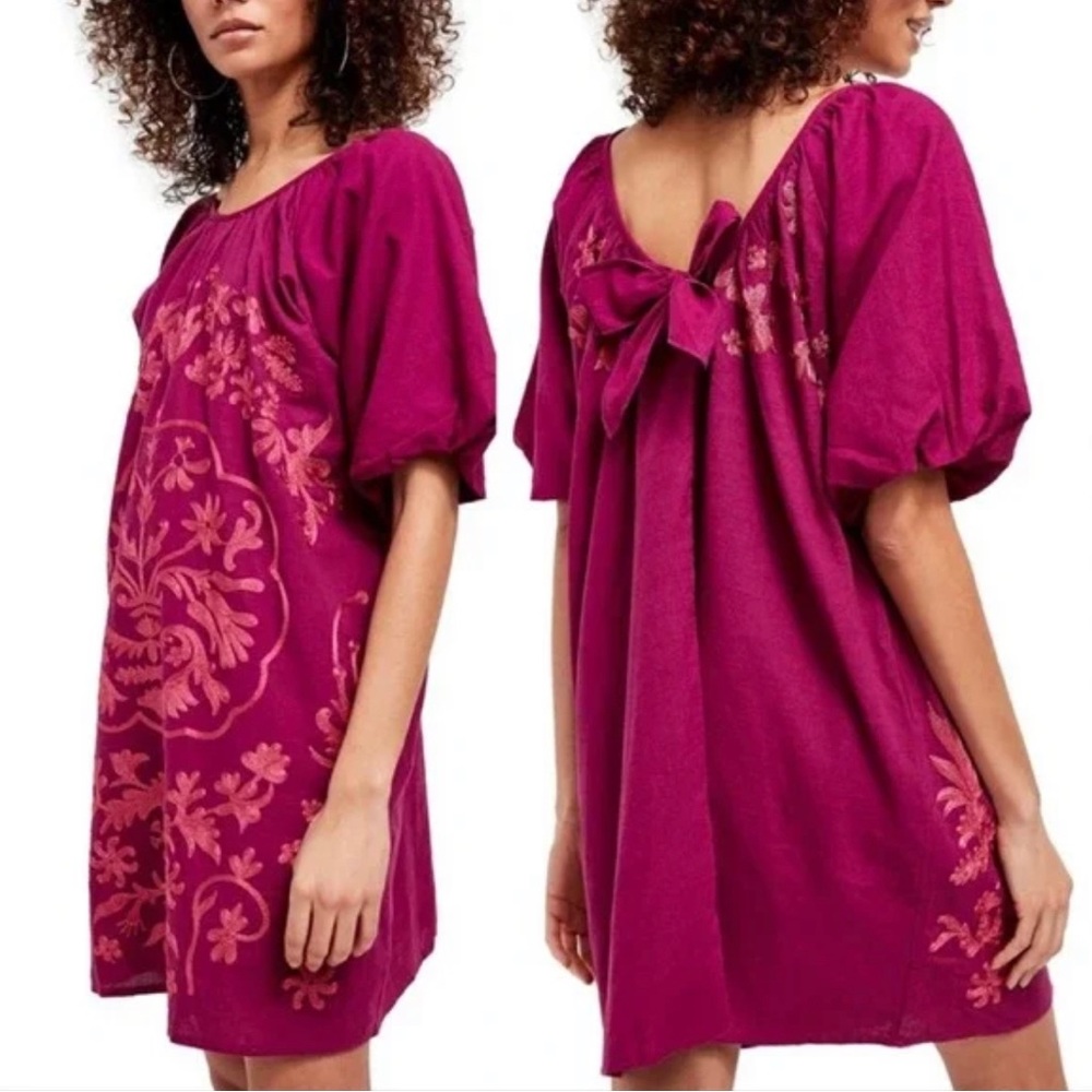 Free People Fiona Embroidered Mini Dress